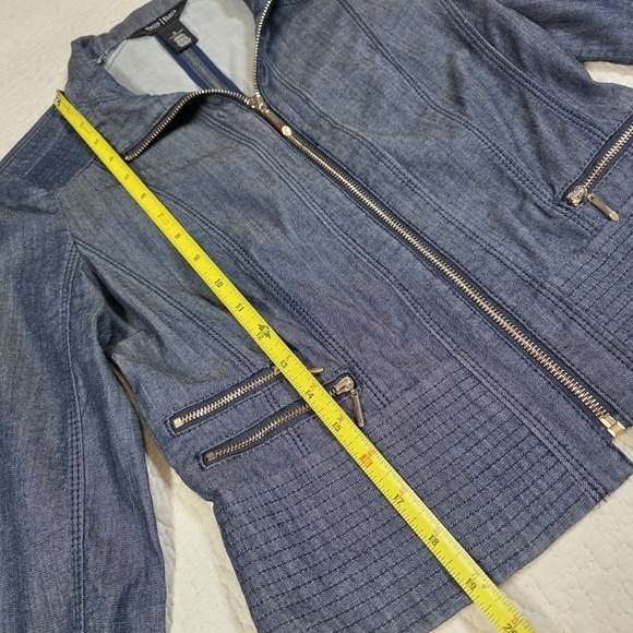 White House Black Market Zip Front Denim Blazer Jacket - Picture 5 of 12
